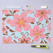 ピンクのフローラムード – パステルヴィベス – レトロ花 薄葉紙 (クラフト)