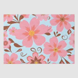 ピンクのフローラムード – パステルヴィベス – レトロ花 薄葉紙