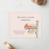 ピンクのフローラメールボックス私たちはフラット移動 ノートカード (正面/裏面インサイチュ)