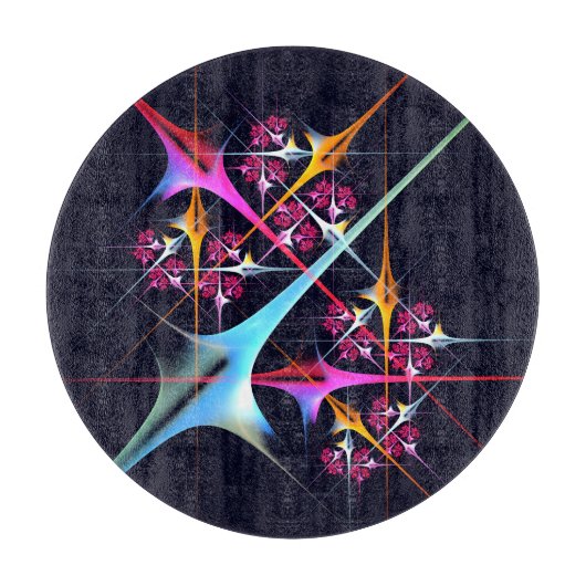 ピンクのフローラモダン抽象芸術アートカラーパターン#01 カッティングボード (正面)