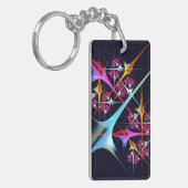 ピンクのフローラモダン抽象芸術アートカラーパターン#01 キーホルダー (正面左)