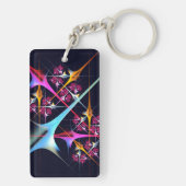 ピンクのフローラモダン抽象芸術アートカラーパターン#01 キーホルダー (裏面)