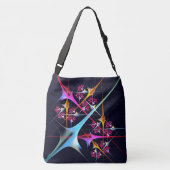 ピンクのフローラモダン抽象芸術アートカラーパターン#01 クロスボディバッグ (裏面)