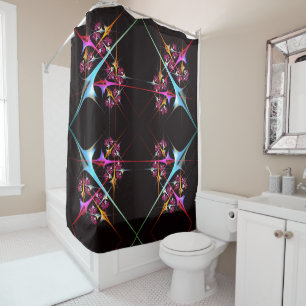 ピンクのフローラモダン抽象芸術アートカラーパターン#01 シャワーカーテン