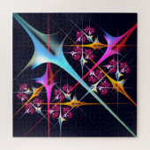 ピンクのフローラモダン抽象芸術アートカラーパターン#01 ジグソーパズル (横)