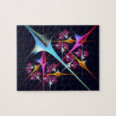 ピンクのフローラモダン抽象芸術アートカラーパターン#01 ジグソーパズル (横)