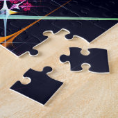 ピンクのフローラモダン抽象芸術アートカラーパターン#01 ジグソーパズル (側面)