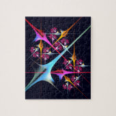 ピンクのフローラモダン抽象芸術アートカラーパターン#01 ジグソーパズル (縦)