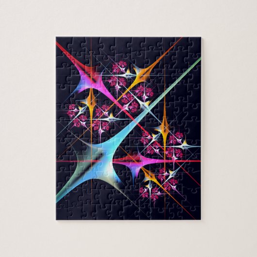 ピンクのフローラモダン抽象芸術アートカラーパターン#01 ジグソーパズル (縦)