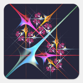 ピンクのフローラモダン抽象芸術アートカラーパターン#01 スクエアシール