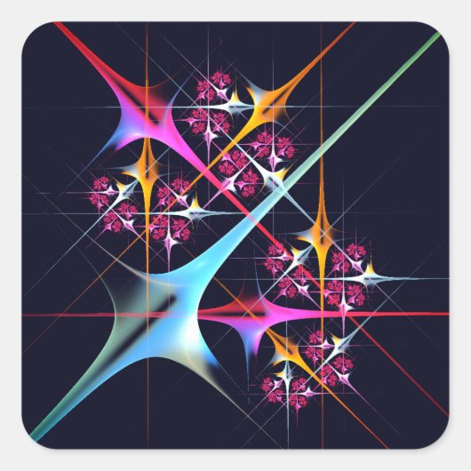 ピンクのフローラモダン抽象芸術アートカラーパターン#01 スクエアシール (正面)