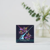 ピンクのフローラモダン抽象芸術アートカラーパターン#01 スクエア名刺 (スタンド正面)