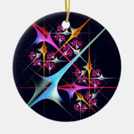 ピンクのフローラモダン抽象芸術アートカラーパターン#01 セラミックオーナメント