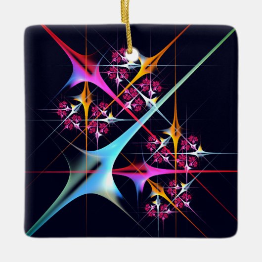 ピンクのフローラモダン抽象芸術アートカラーパターン#01 セラミックオーナメント (正面)