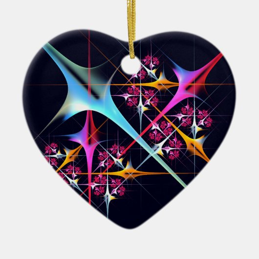 ピンクのフローラモダン抽象芸術アートカラーパターン#01 セラミックオーナメント (正面)