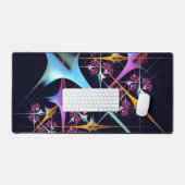 ピンクのフローラモダン抽象芸術アートカラーパターン#01 デスクマット (キーボード&マウス)