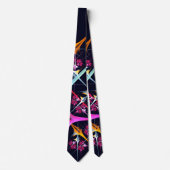ピンクのフローラモダン抽象芸術アートカラーパターン#01 ネクタイ (正面)