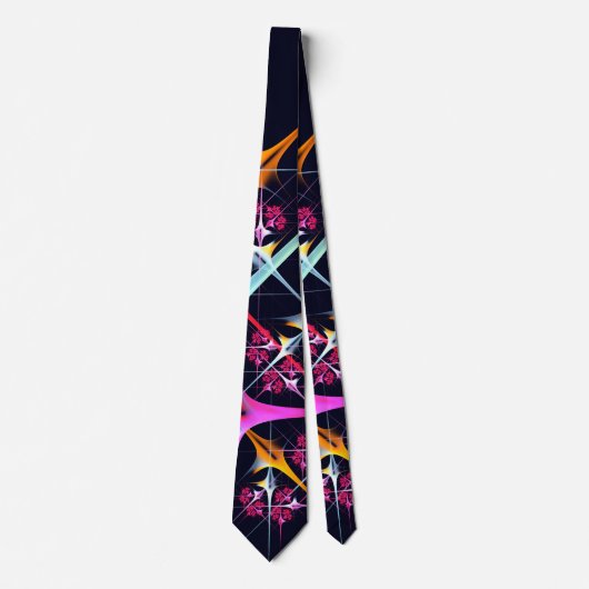 ピンクのフローラモダン抽象芸術アートカラーパターン#01 ネクタイ (正面)