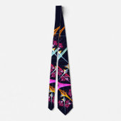 ピンクのフローラモダン抽象芸術アートカラーパターン#01 ネクタイ (裏面)