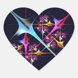 ピンクのフローラモダン抽象芸術アートカラーパターン#01 ハートシール