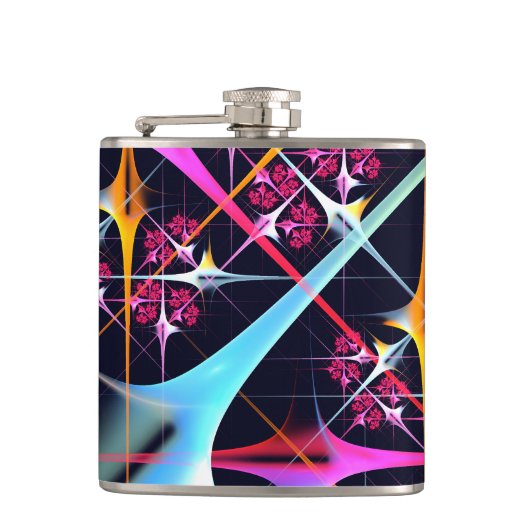 ピンクのフローラモダン抽象芸術アートカラーパターン#01 フラスク (正面)