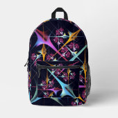 ピンクのフローラモダン抽象芸術アートカラーパターン#01 プリントバックパック (正面)