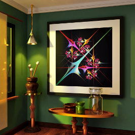 ピンクのフローラモダン抽象芸術アートカラーパターン#01 ポスター