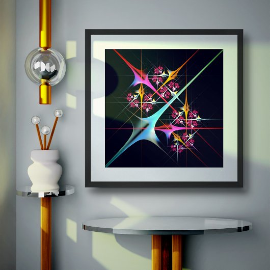 ピンクのフローラモダン抽象芸術アートカラーパターン#01 ポスター