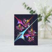 ピンクのフローラモダン抽象芸術アートカラーパターン#01 ポストカード (スタンド正面)