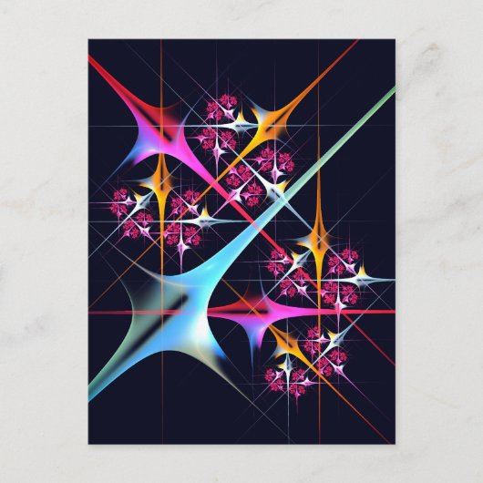 ピンクのフローラモダン抽象芸術アートカラーパターン#01 ポストカード (正面)