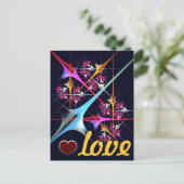 ピンクのフローラモダン抽象芸術アートカラーパターン#01 ポストカード (スタンド正面)