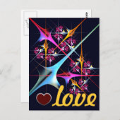 ピンクのフローラモダン抽象芸術アートカラーパターン#01 ポストカード (正面/裏面)