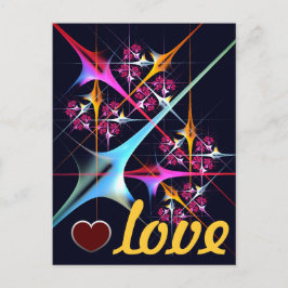 ピンクのフローラモダン抽象芸術アートカラーパターン#01 ポストカード