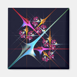 ピンクのフローラモダン抽象芸術アートカラーパターン#01 マグネット