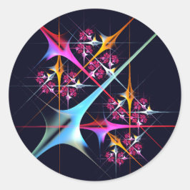 ピンクのフローラモダン抽象芸術アートカラーパターン#01 ラウンドシール