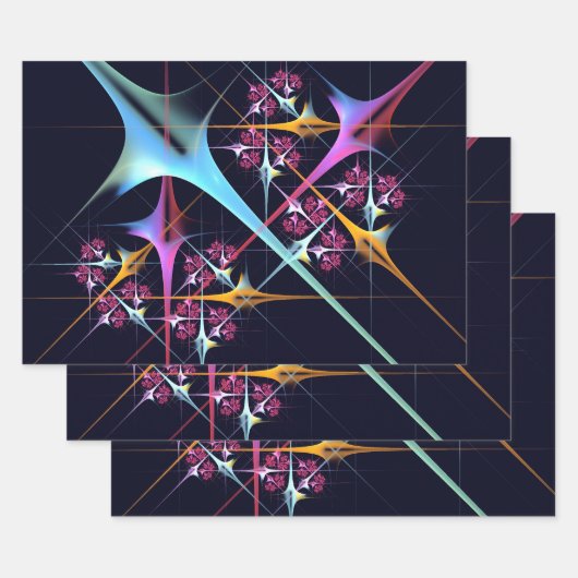 ピンクのフローラモダン抽象芸術アートカラーパターン#01 ラッピングペーパーシート (セット)