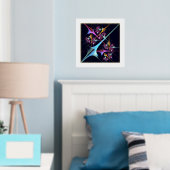 ピンクのフローラモダン抽象芸術アートカラーパターン#01 箔ポスター (インサイチュ (寝室))