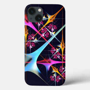 ピンクのフローラモダン抽象芸術アートカラーパターン#01 iPhone 13ケース