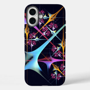 ピンクのフローラモダン抽象芸術アートカラーパターン#01 iPhone 16 PLUSケース