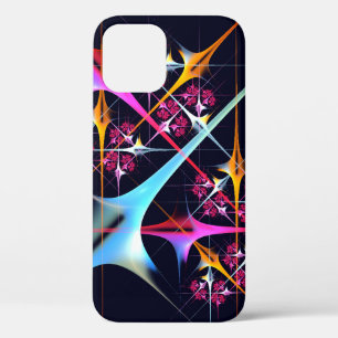 ピンクのフローラモダン抽象芸術アートカラーパターン#01 iPhone 12ケース