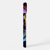 ピンクのフローラモダン抽象芸術アートカラーパターン#01 iPhoneケース (右側面)