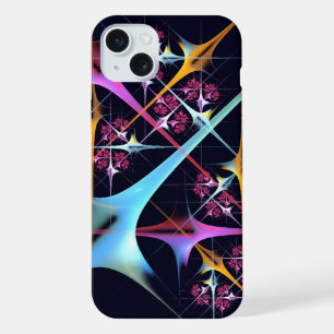 ピンクのフローラモダン抽象芸術アートカラーパターン#01 iPhone 15 PLUSケース