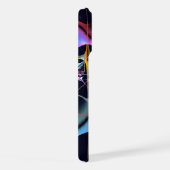 ピンクのフローラモダン抽象芸術アートカラーパターン#01 iPhoneケース (右側面)