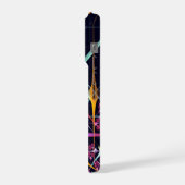 ピンクのフローラモダン抽象芸術アートカラーパターン#01 iPhoneケース (左側面)