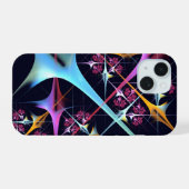 ピンクのフローラモダン抽象芸術アートカラーパターン#01 iPhone 15ケース (裏面横)