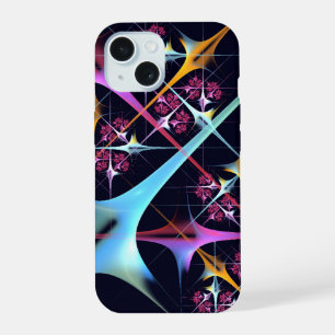 ピンクのフローラモダン抽象芸術アートカラーパターン#01 iPhone 15ケース