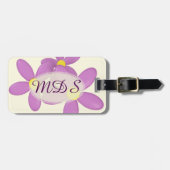 ピンクのフローラモノグラムのラゲージタグ ラゲッジタグ (正面横)