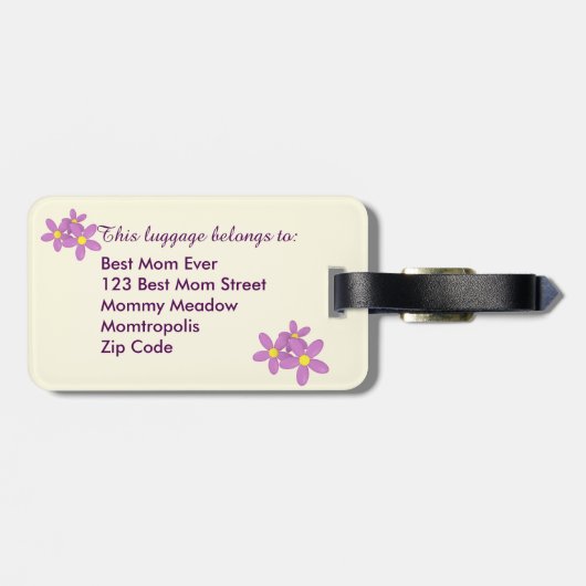 ピンクのフローラモノグラムのラゲージタグ ラゲッジタグ (裏面横)