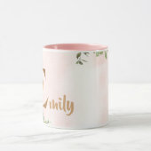 ピンクのフローラモノグラムE水色と名前 マグカップ (中央)