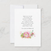 ピンクのフローラユニコーン赤ちゃんシャワー サンキューカード (裏面)